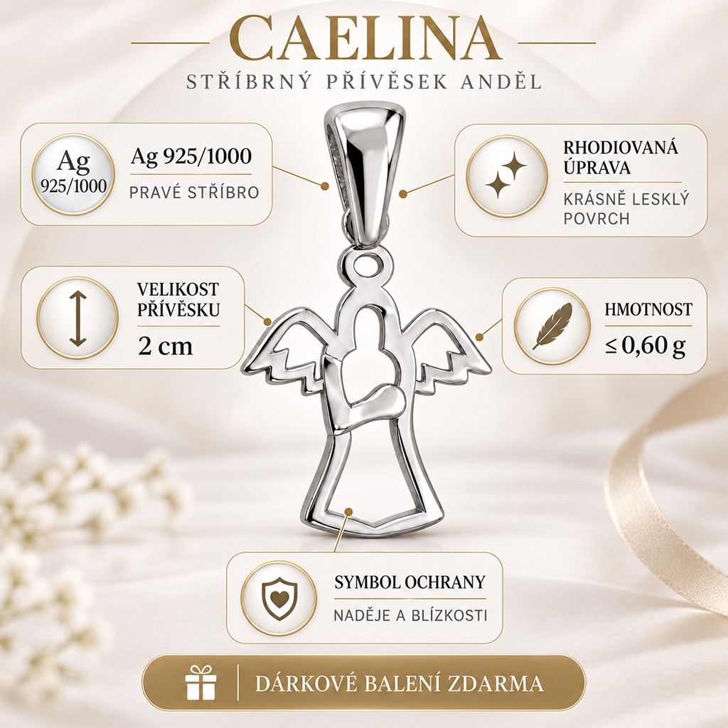 Stříbrný přívěsek anděl Caelina (4)